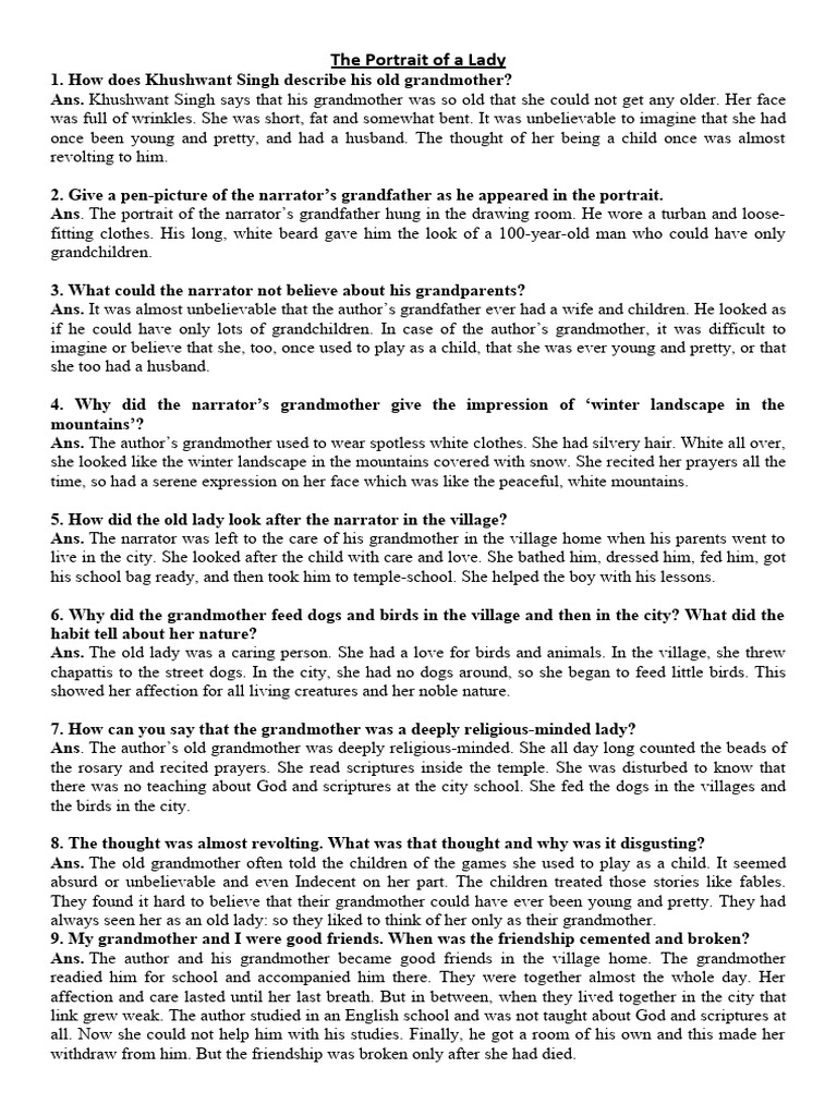 Khushwant Singh's Grandmother Portrait | PDF | Grandparent | Morality