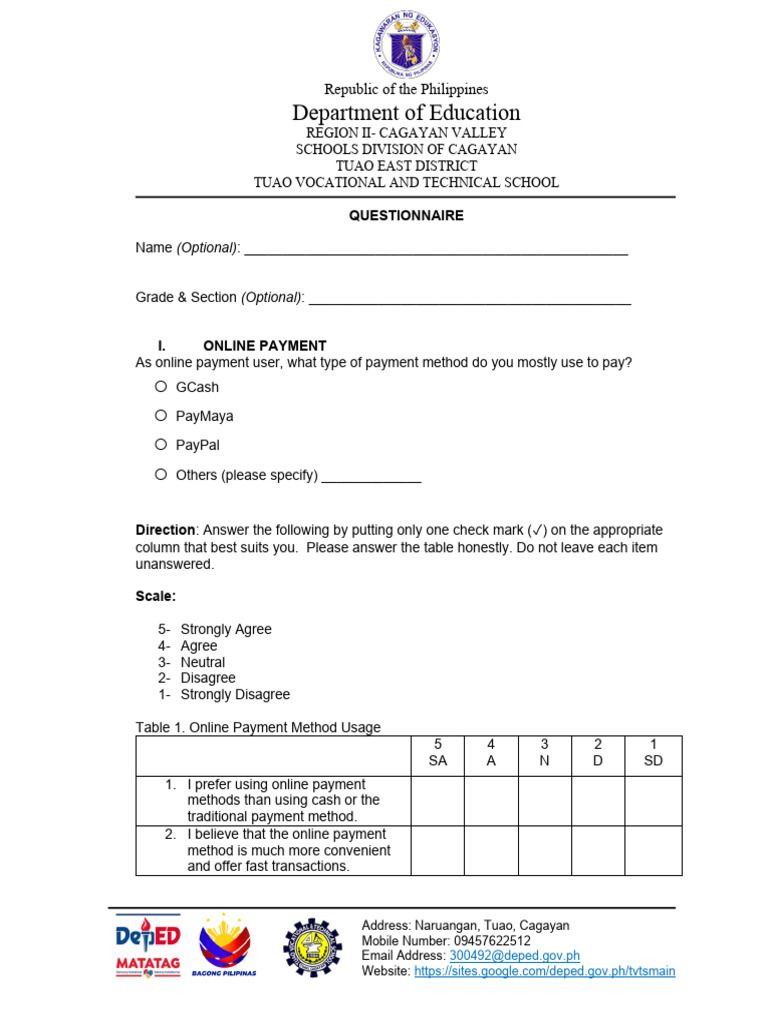 Online Payment Methods Survey for Students | PDF | Cash | Payments