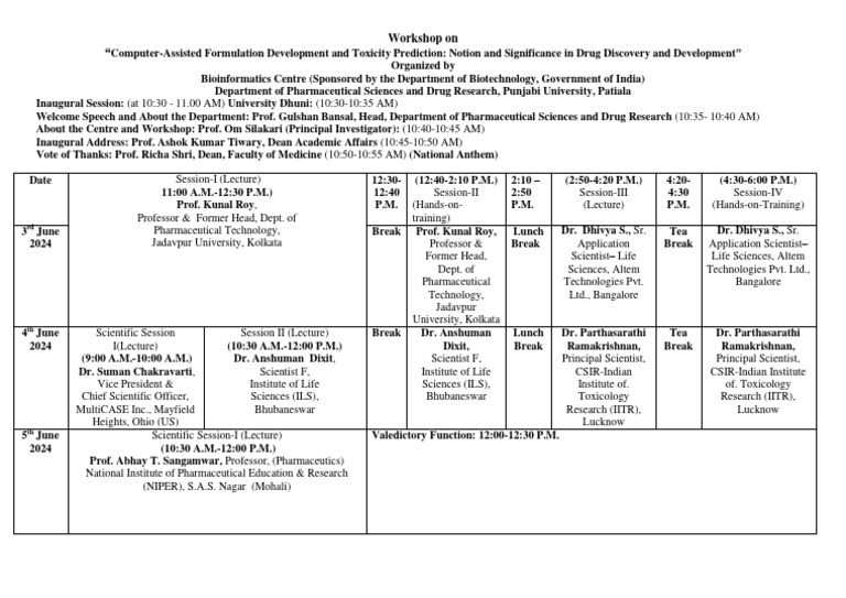 BIC Workshop IX Schedule | PDF | Science | Clinical Medicine
