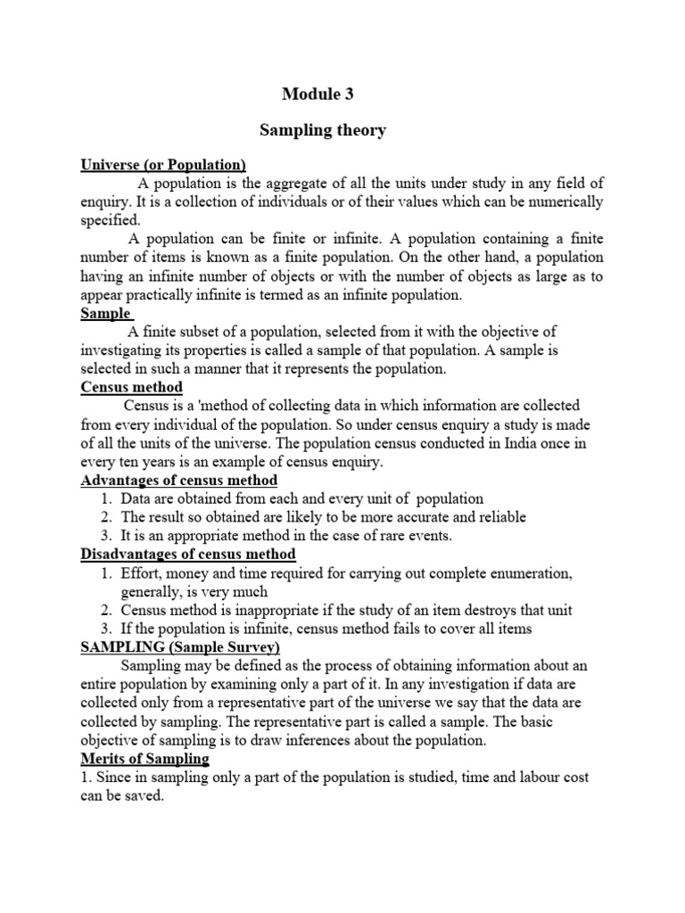 Module 3 | PDF | Sampling (Statistics) | Census