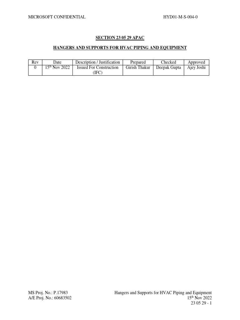 23 05 29 Apac Hangers and Supports For Hvac Piping and Equipment | PDF ...