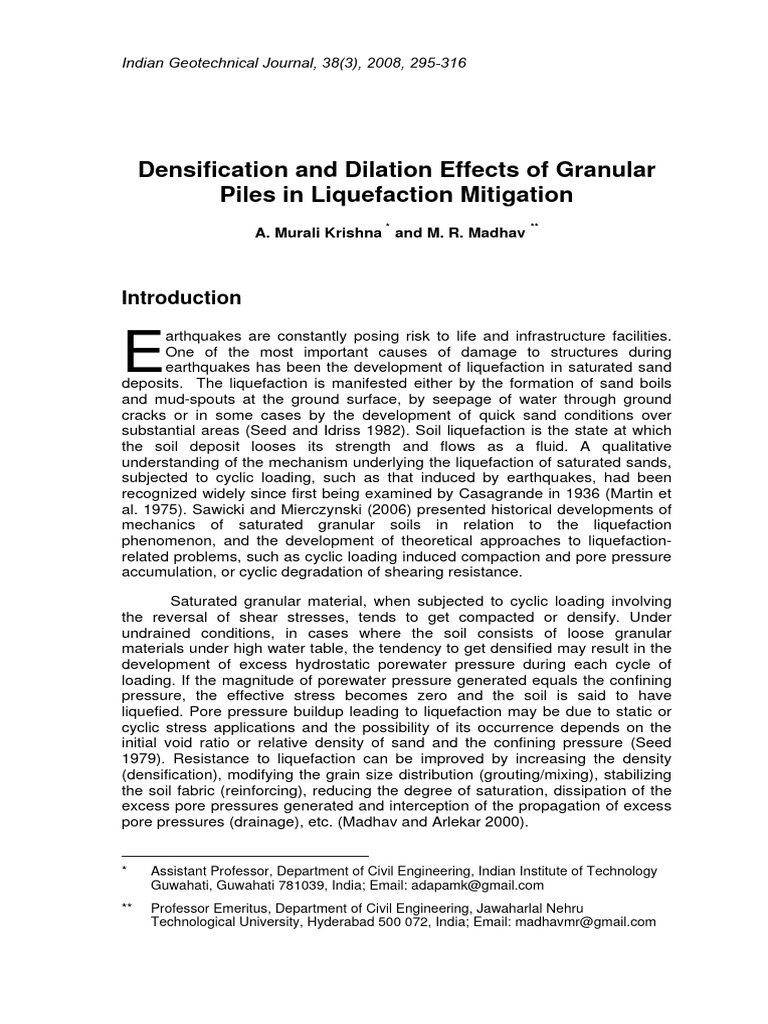 Densification And Dilation Effects Of Granular Piles In Liquefaction