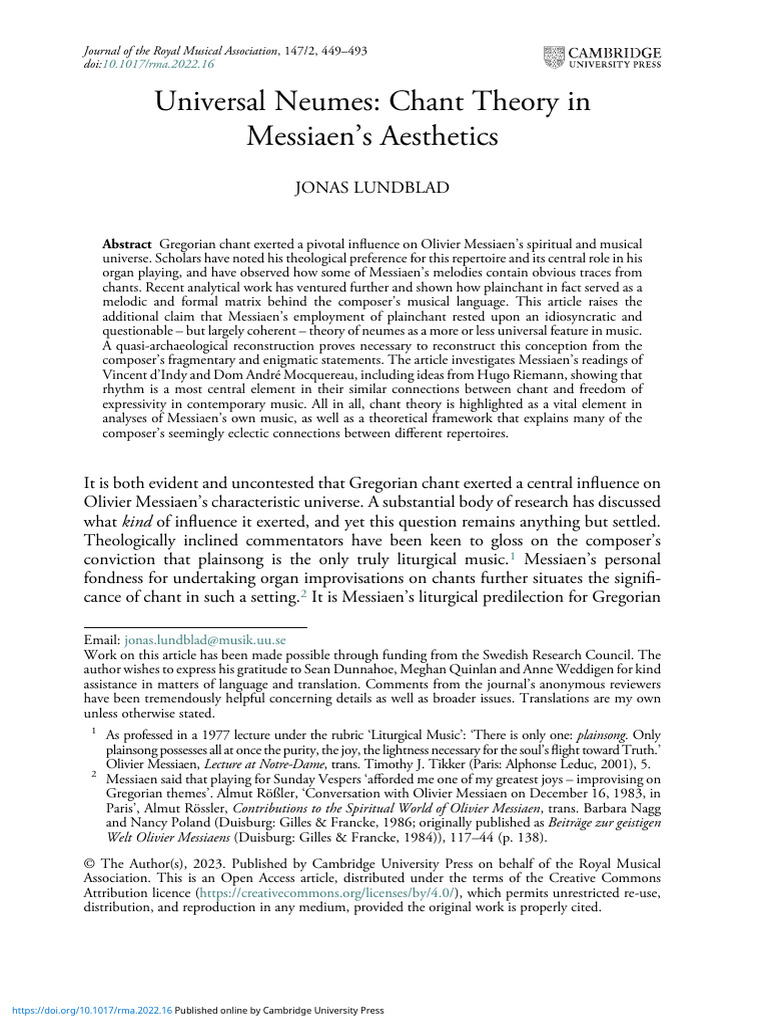 Universal Neumes Chant Theory In Messiaens Aesthetics Download Free
