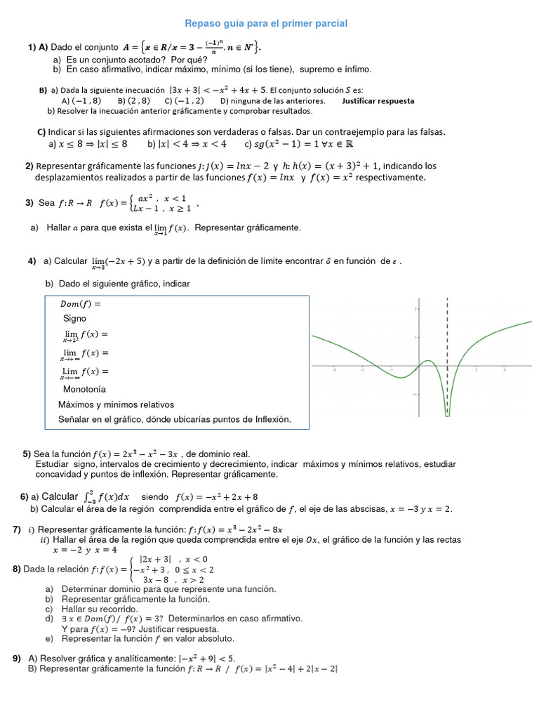 Guía de Repaso para Primer Parcial de Matemáticas | PDF | Análisis ...