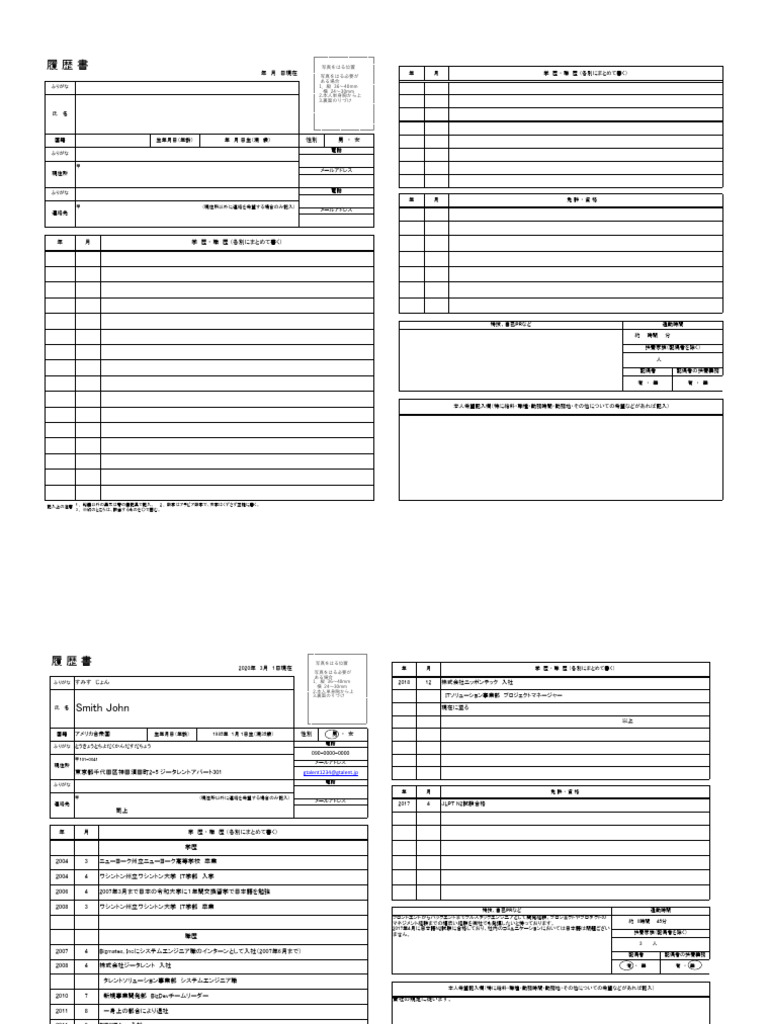 Rirekisho Format | PDF