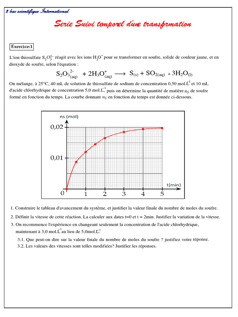 Suivi temporel d'une réaction chimique | PDF | Sulfure | Conductivité ...