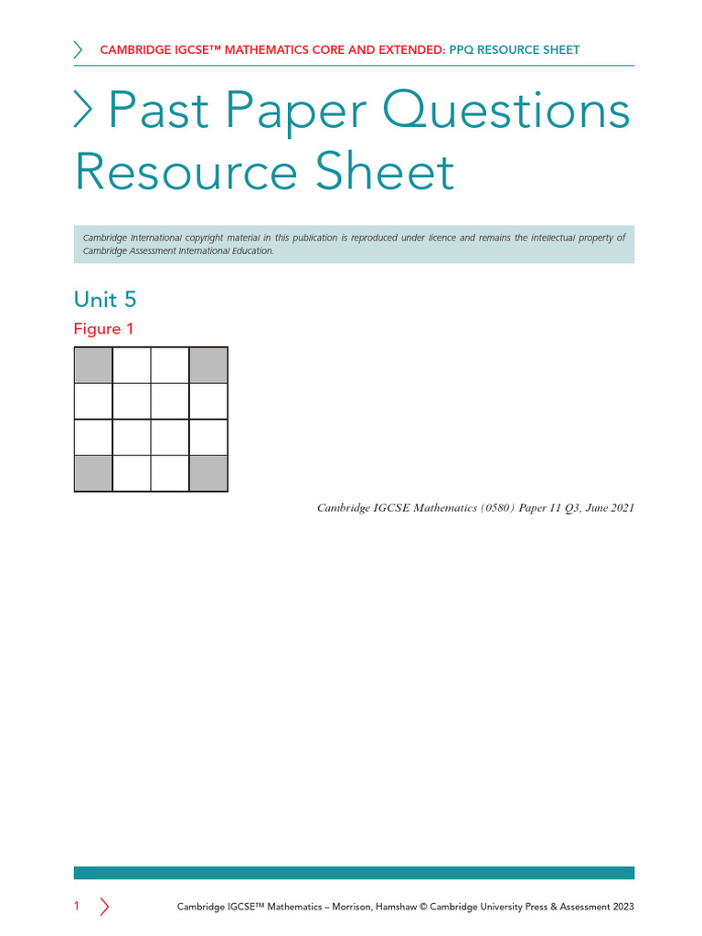 Cambridge IGCSE Math Past Paper Resource | PDF