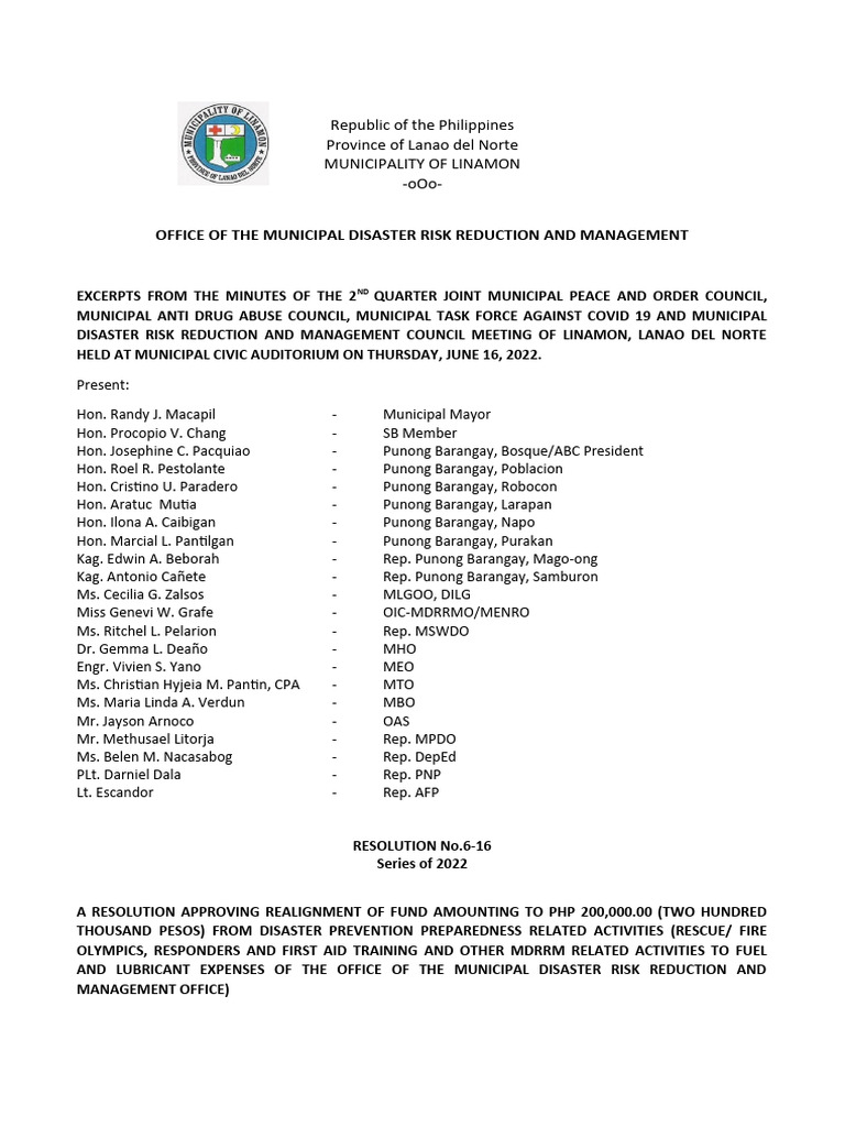 Resolution for Fund Realignment | PDF | Emergency Management | Emergency