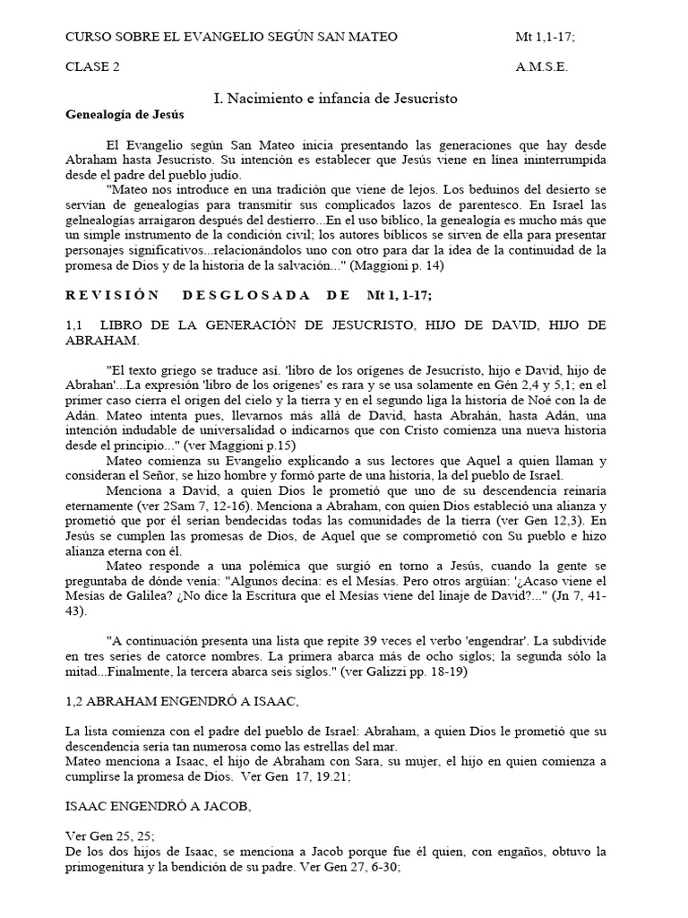 Genealogia De Jesus Con Fechas Pdf Jesús Evangelio De Mateo