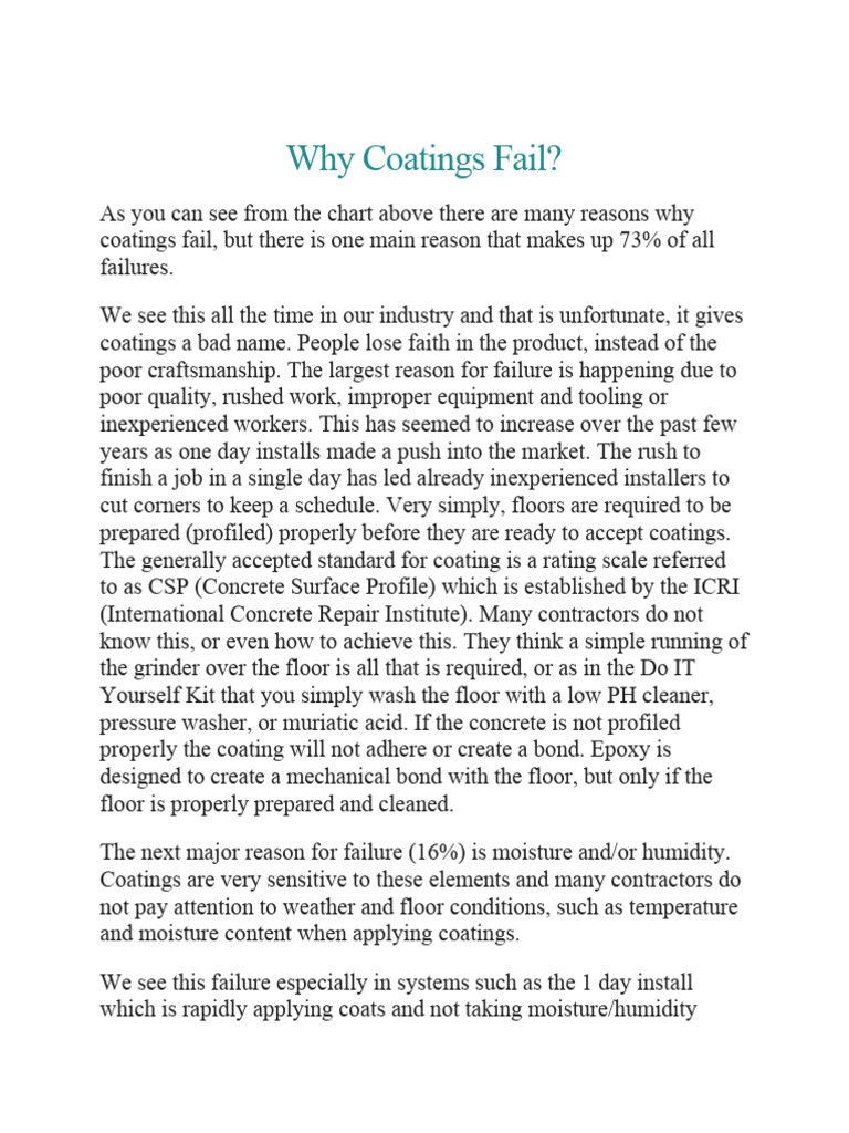 Why Coatings Fail | PDF | Epoxy | Concrete