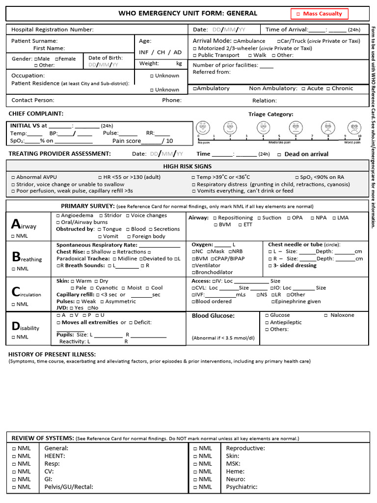 who-standardized-emergency-unit-form-gen | Download Free PDF ...