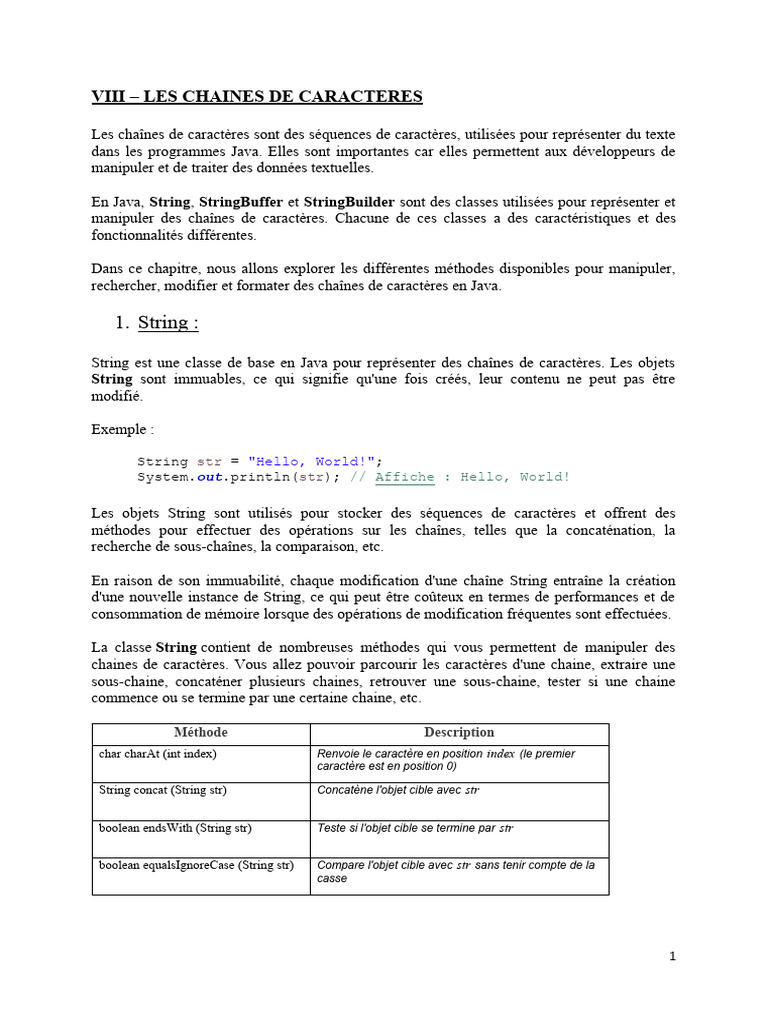 Manipulation des chaînes en Java | PDF | Java (Langage de programmation ...