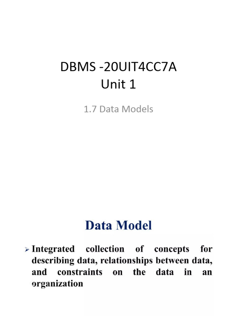 1.7 Data Models | PDF | Teaching Methods & Materials