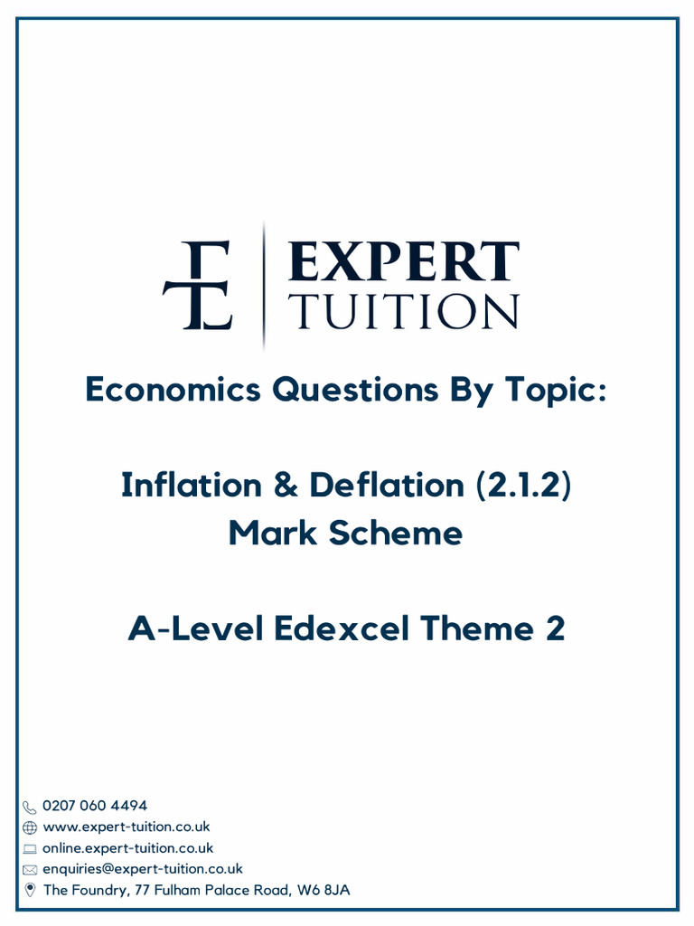 Inflation Deflation 2.1.2 Mark Scheme | PDF | Cost Of Living | Inflation