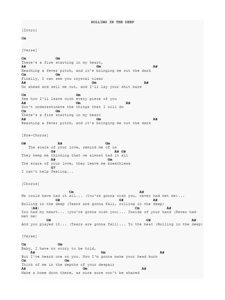 Rolling in The Deep - Adele | PDF | Song Structure | Musical Compositions