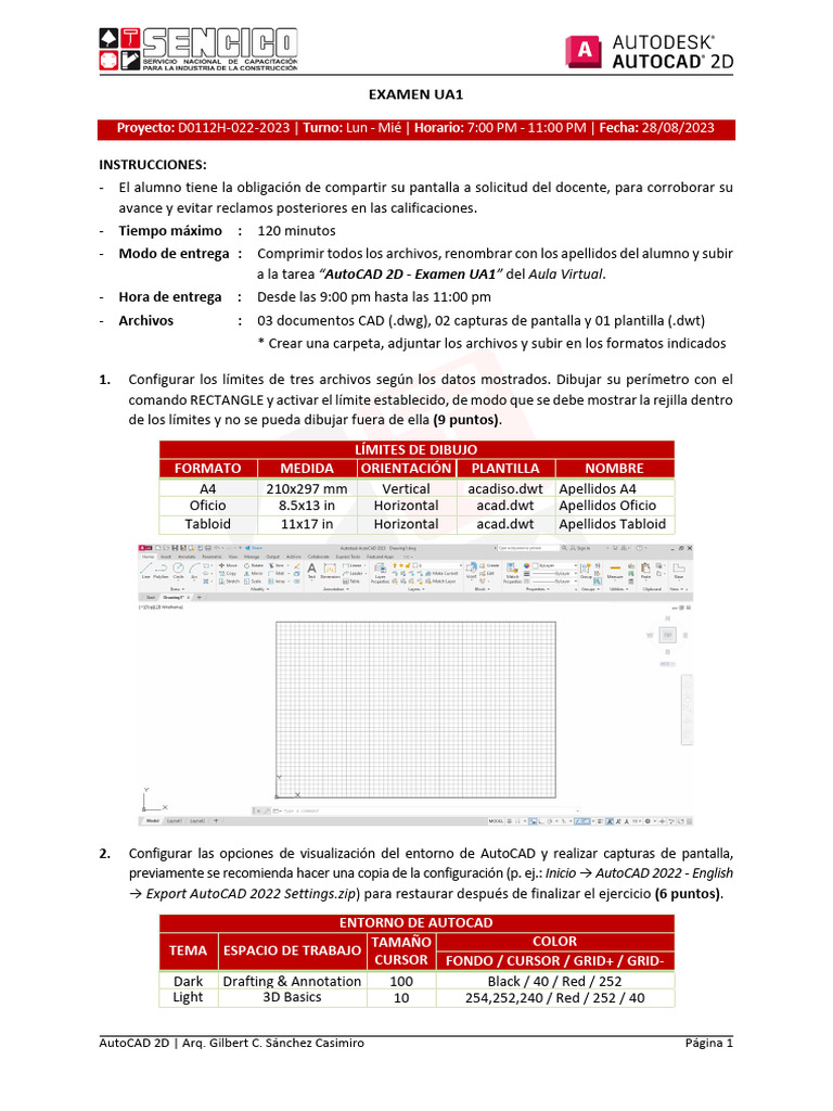 Autocad 2d d0112h - Examen Ua1 | PDF | Cad automático | Autodesk
