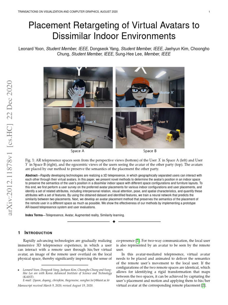 Placement Retargeting of Virtual Avatars To Dissimilar Indoor ...