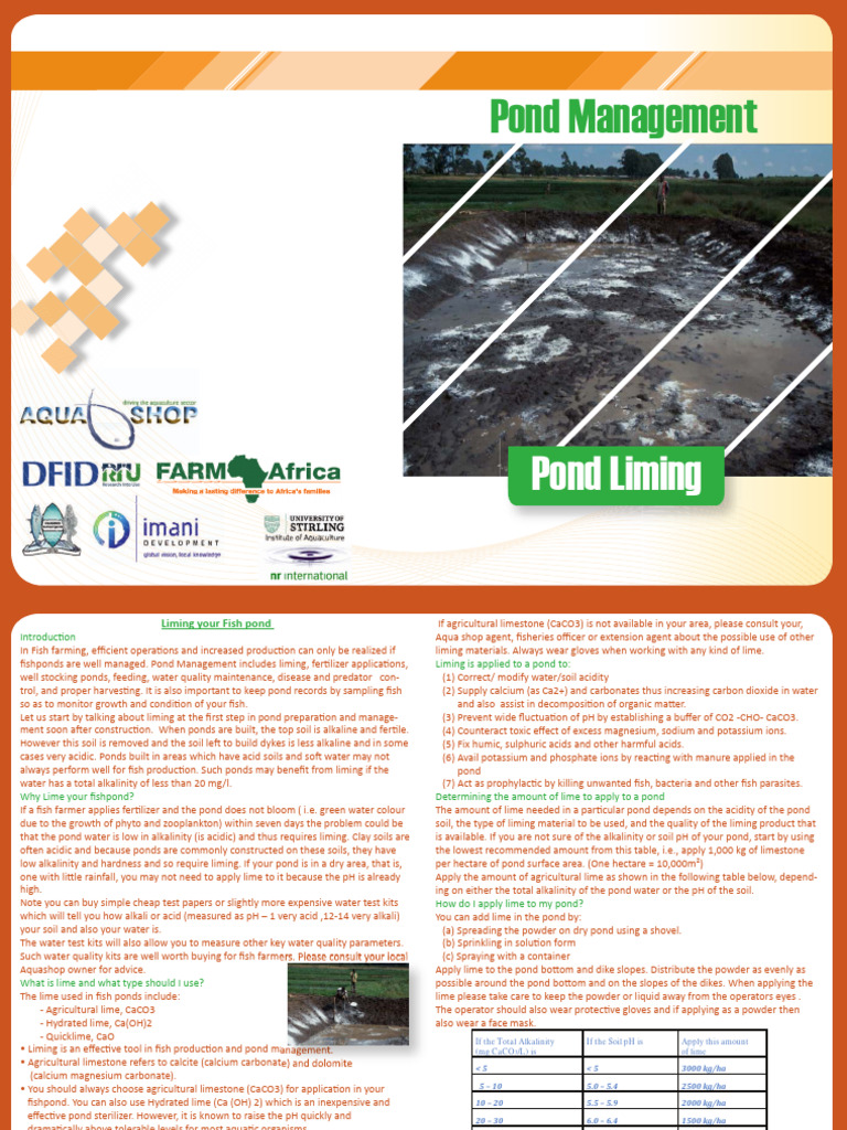 Pond Soil Liming Protocol | PDF | Lime (Material) | Soil