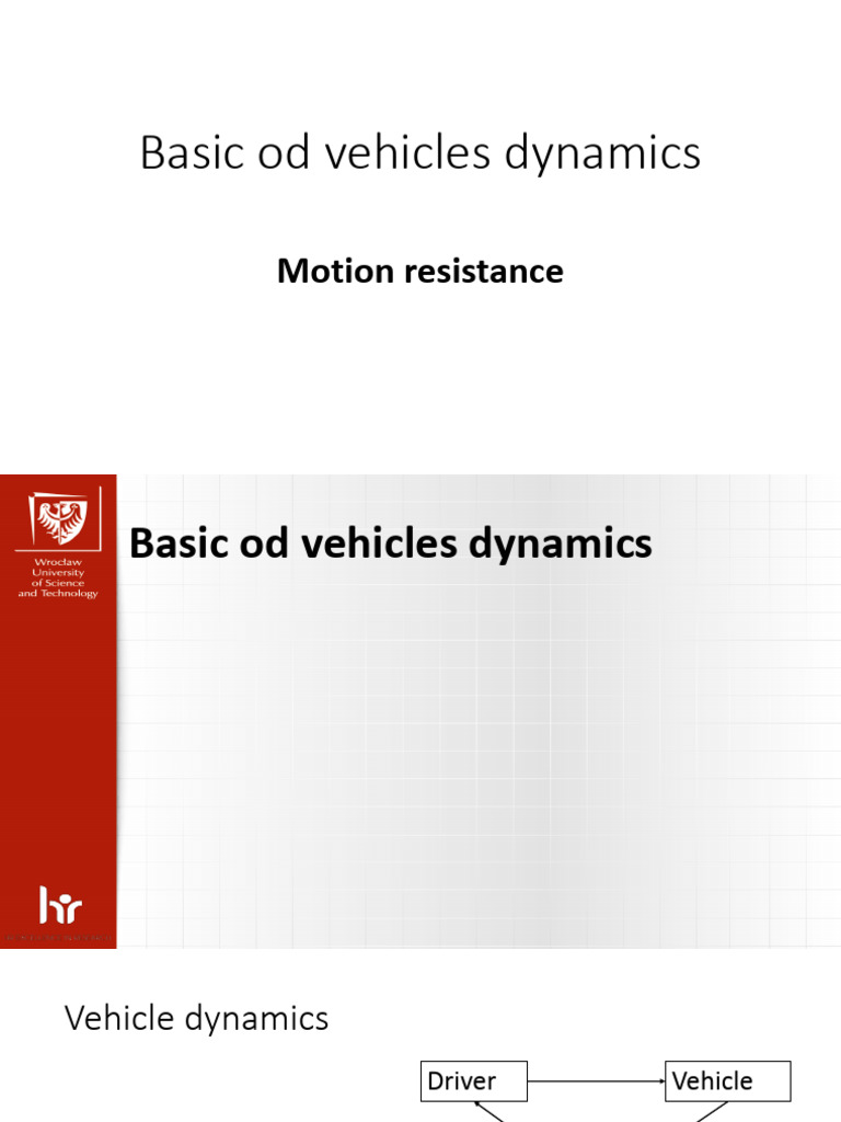 Basic Od Vehicles Dynamics | PDF | Force | Friction