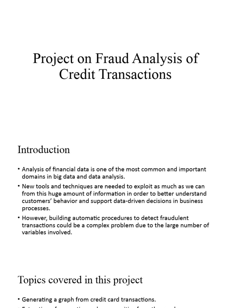 Project On Fraud Analysis of Credit Transactions | PDF | Machine ...