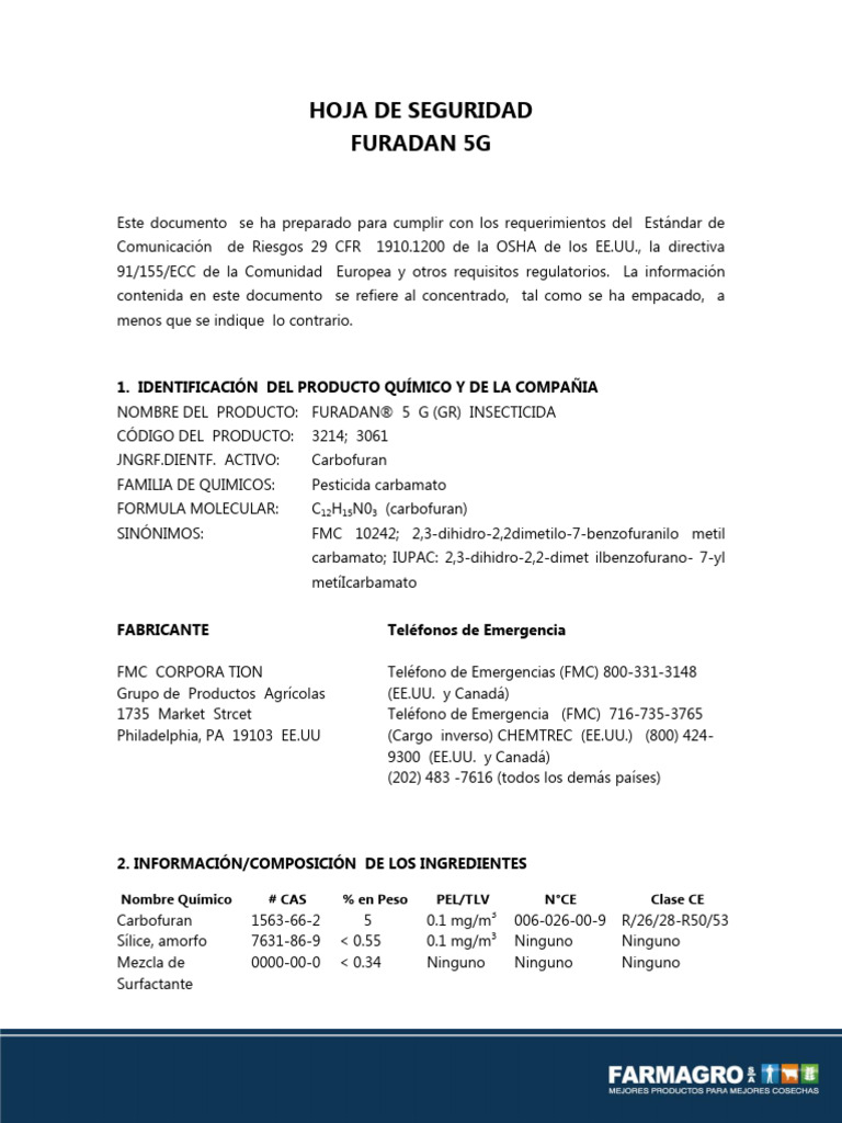 Furadan Insecticida | PDF | Agua | Combustión