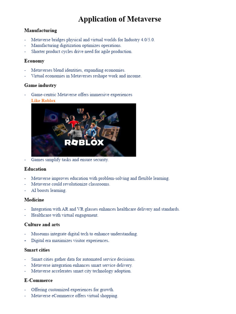 Application of Metaverse | PDF | Virtual Reality | Augmented Reality