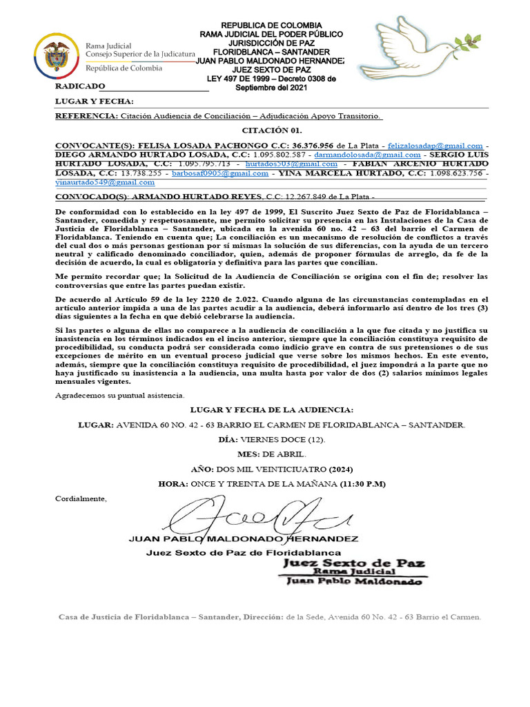 CITACION 080 2024 | PDF | Gobierno