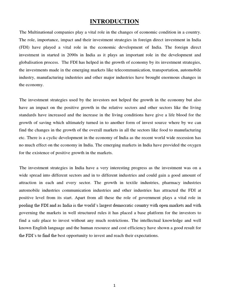 (A Study On Impact of Fdi On Indian Stock Market-Angel Broking) | PDF ...