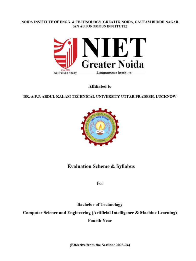 B.Tech AI & ML Syllabus 2023-24 | PDF | Computer Vision | Image ...