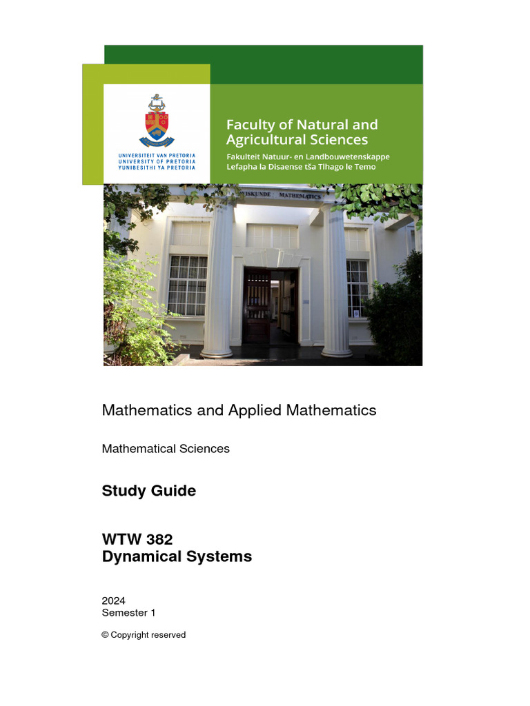 WTW 382 Dynamical Systems Study Guide | PDF | Stability Theory | System ...