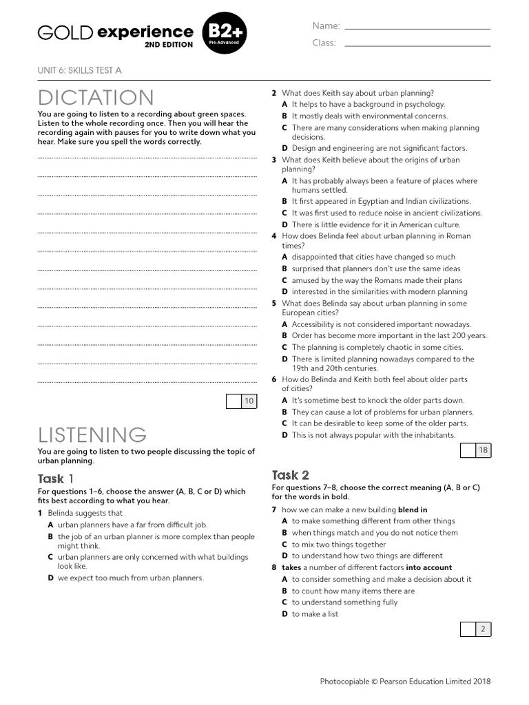 Gold Exp B2P U6 Skills Test A | PDF | Urban Planning | Les Misérables