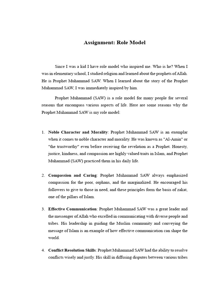 Why Prophet Muhammad is My Role Model | PDF | Muhammad | Ummah
