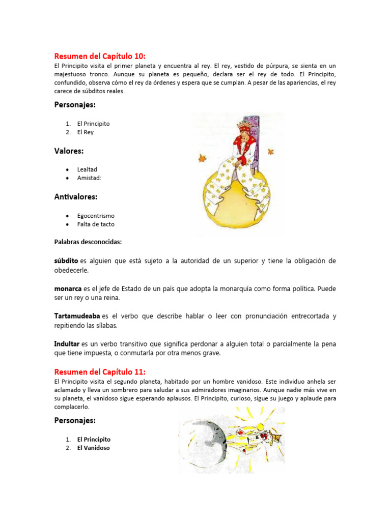 Resumen de capítulos 10 a 14 de El Principito | PDF | El Principito