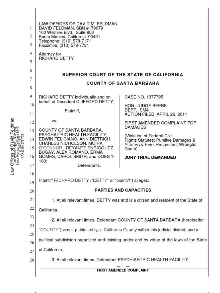 First amended complaint negligence damages