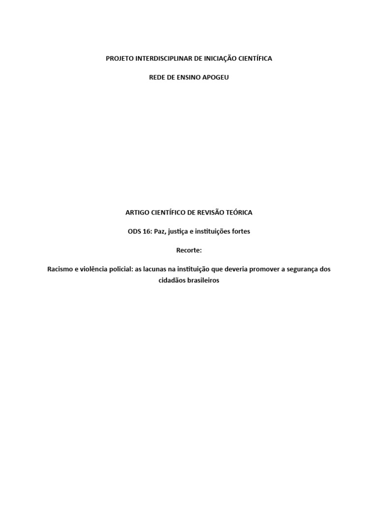 Projeto interdisciplinar 1 4 download gr tis pdf racismo