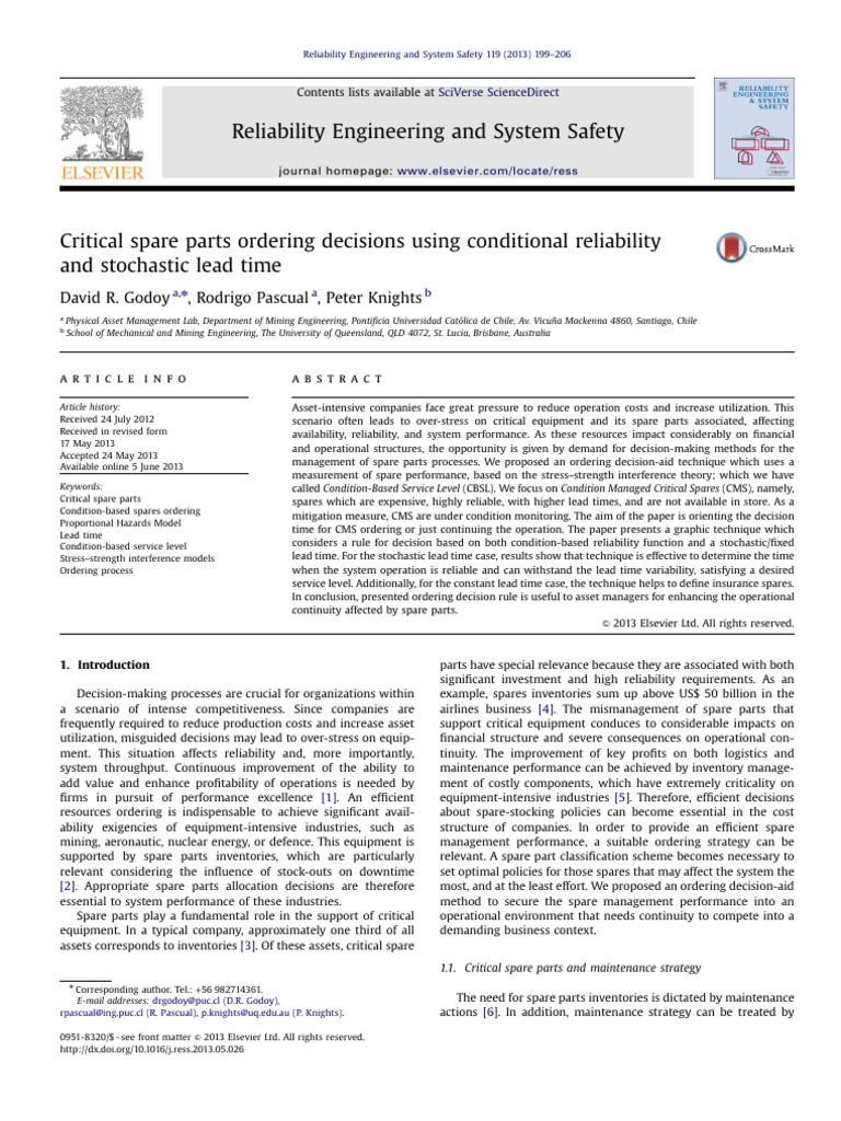Critical Spare Parts Ordering Decisions | PDF | Reliability Engineering ...