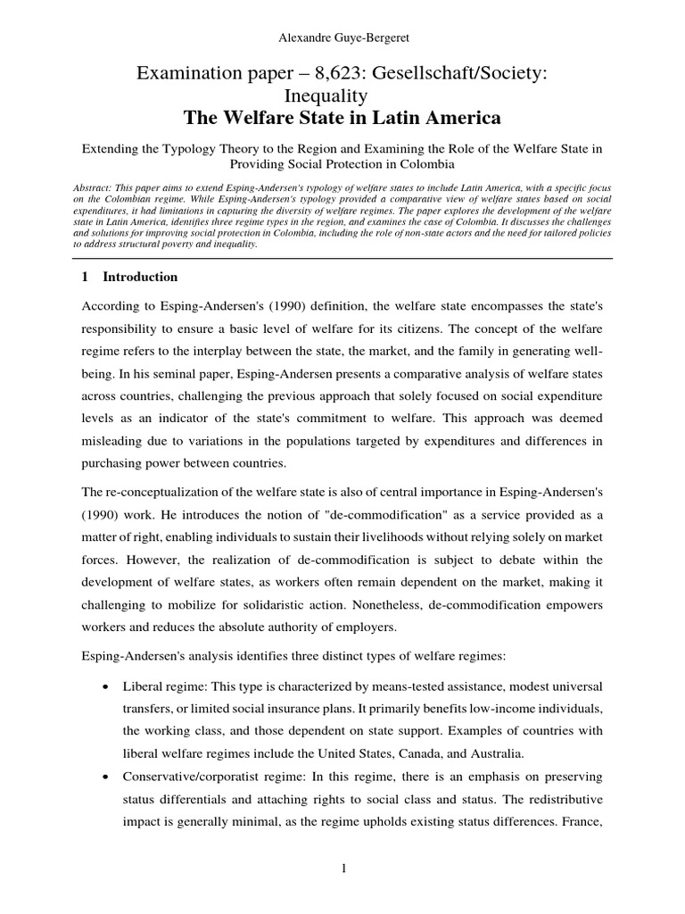 Paper - The Welfare State in Latin America | PDF | Welfare | Welfare State