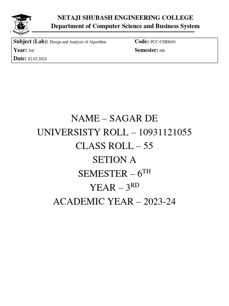 Name sagar de universisty roll 10931121055 class roll 55 setion a