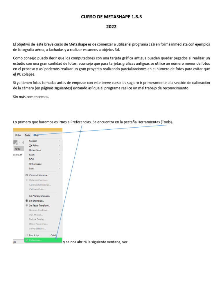 Curso Básico de Metashape 1.8.5 | PDF | Ventana (informática) | Informática