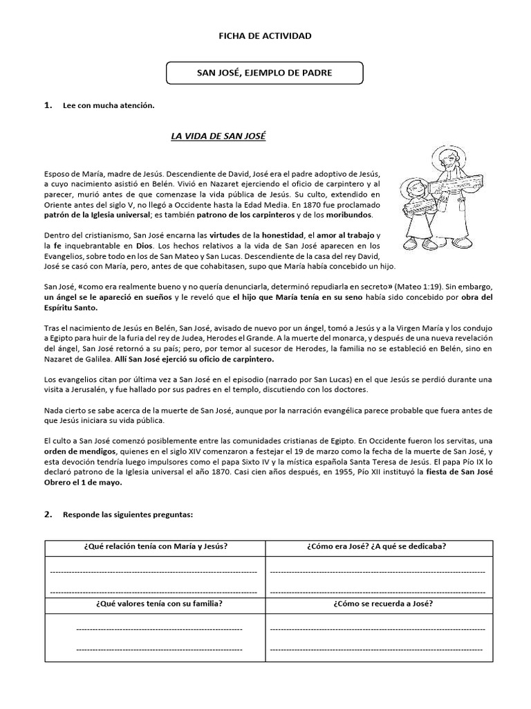 La Vida de San Jose | PDF | San José | María, madre de Jesús