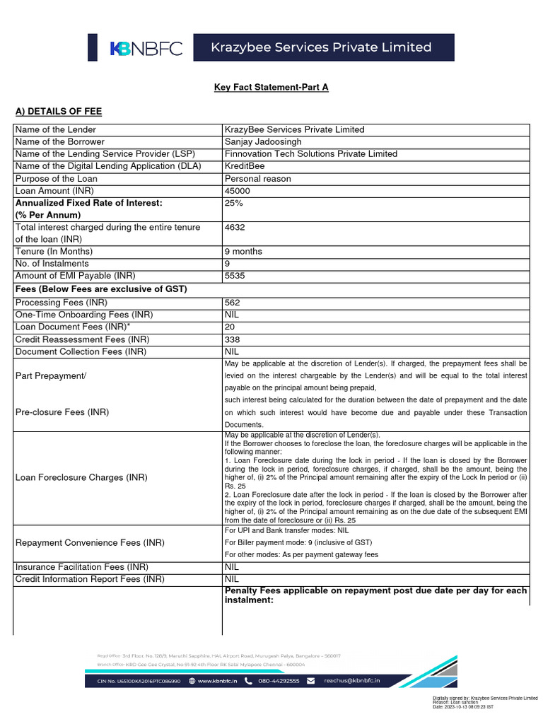 Kb231013tpusb - KFS | PDF | Loans | Foreclosure