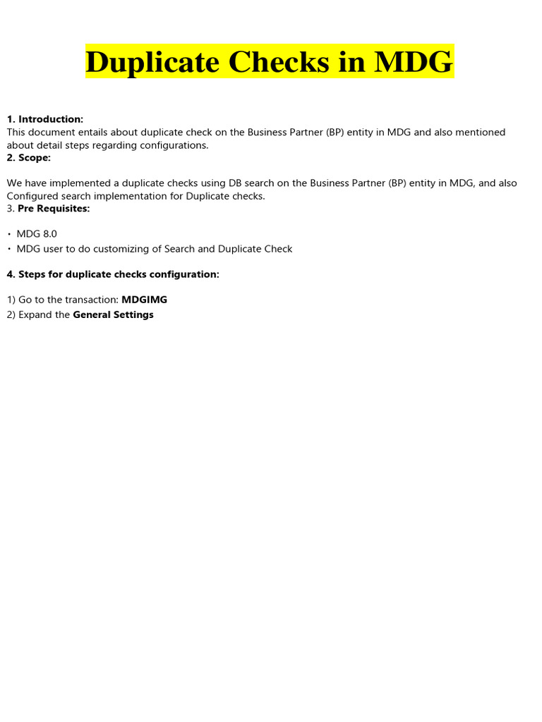 MDG Duplicate Check Configuration Guide | PDF | Computer Science | Data ...