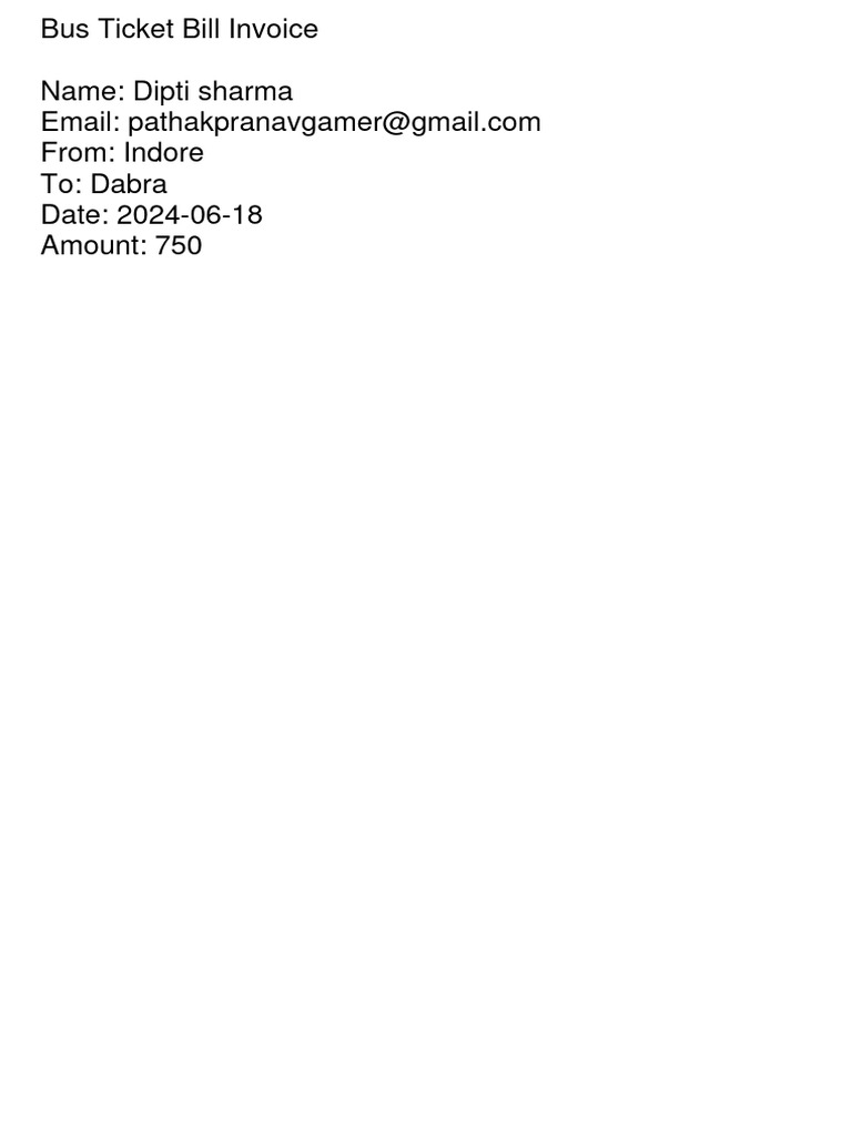 Indore to Dabra Bus Ticket Invoice | PDF