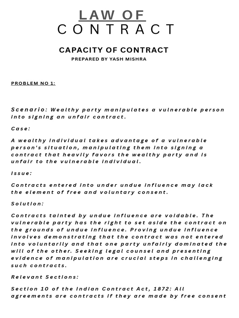 Contract Capacity and Legal Issues | PDF | Mental Health | Civil Law ...
