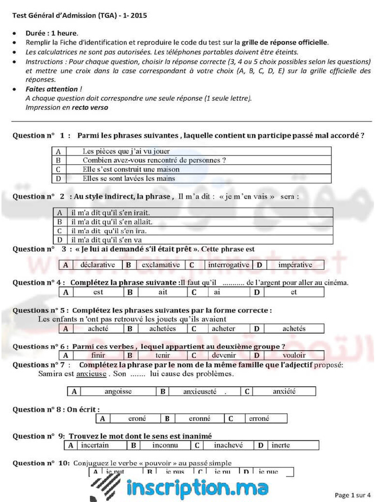 Exemple De Concours Apesa Iav 2015 Pdf
