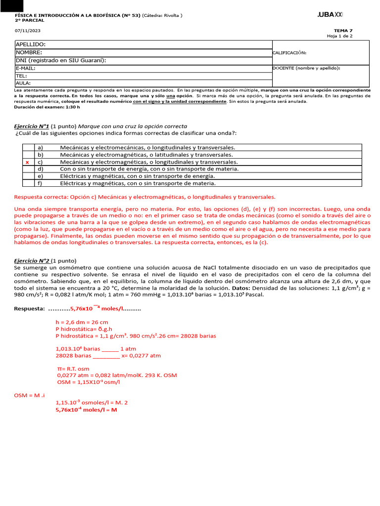 Clave 2p 2c 2023 Tema 7 | PDF | Olas | Refracción