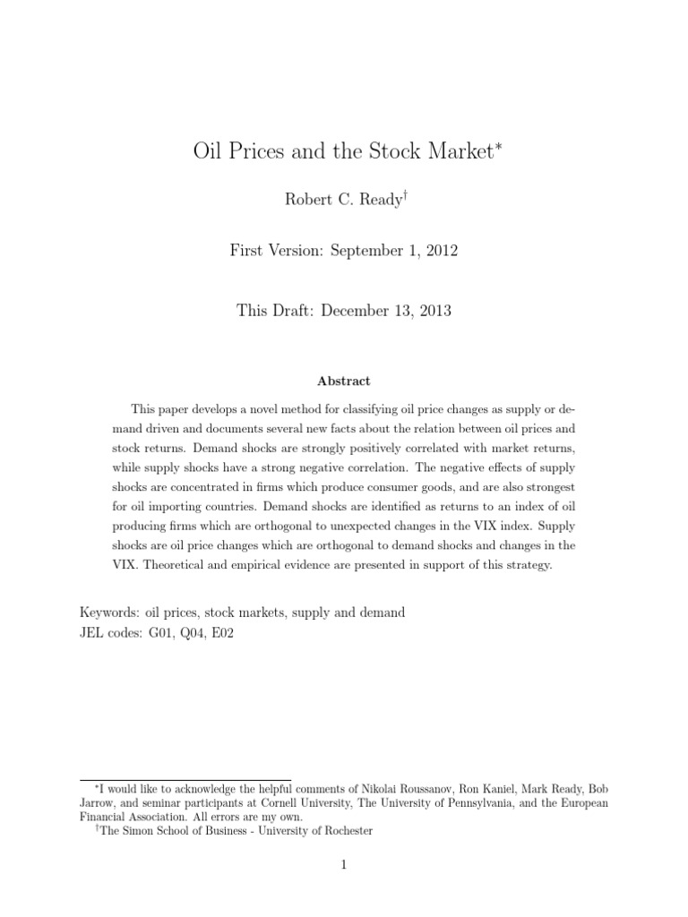 Oil and Stock Market | PDF | Price Of Oil | Demand