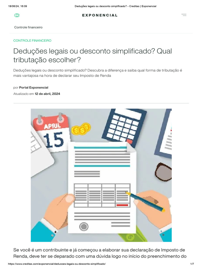 Deduções Legais vs. Desconto Simplificado | PDF | Impostos | Imposto de ...