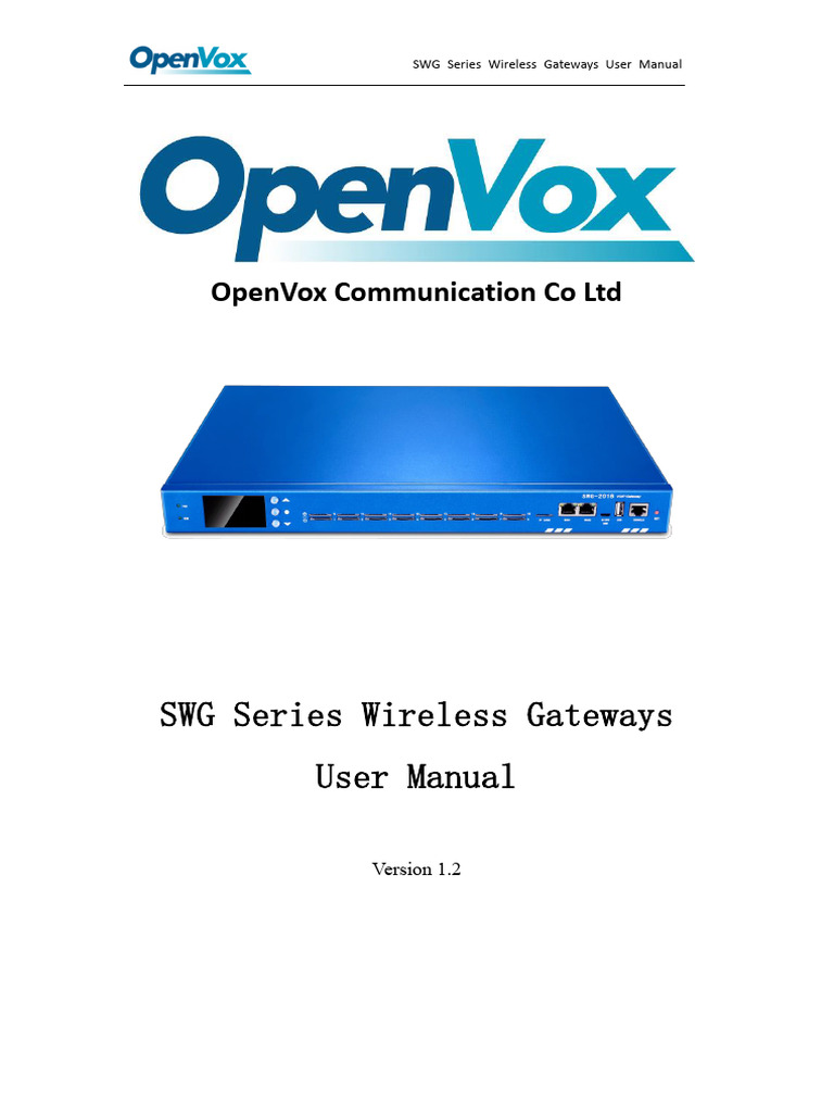 SWG Series Gataway User Manual | PDF | Session Initiation Protocol ...