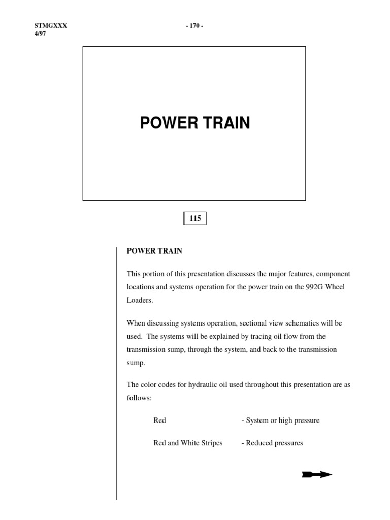 992G Wheel Loader Power Train Overview | PDF | Axle | Valve